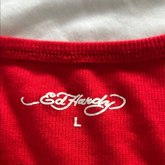 Ed Hardy Red Tank with Fierce Panther Graphic - Picture 5 of 6